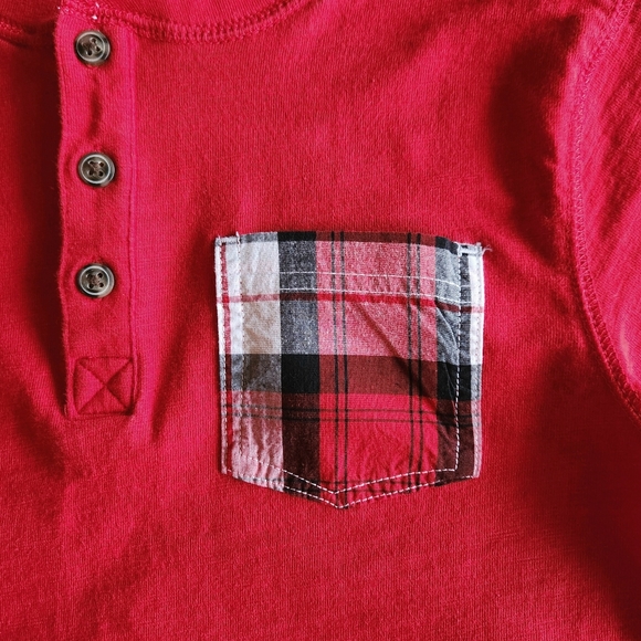 NWOT Gymboree Plaid Pocket Henley Size 8 Color Red - Picture 3 of 7